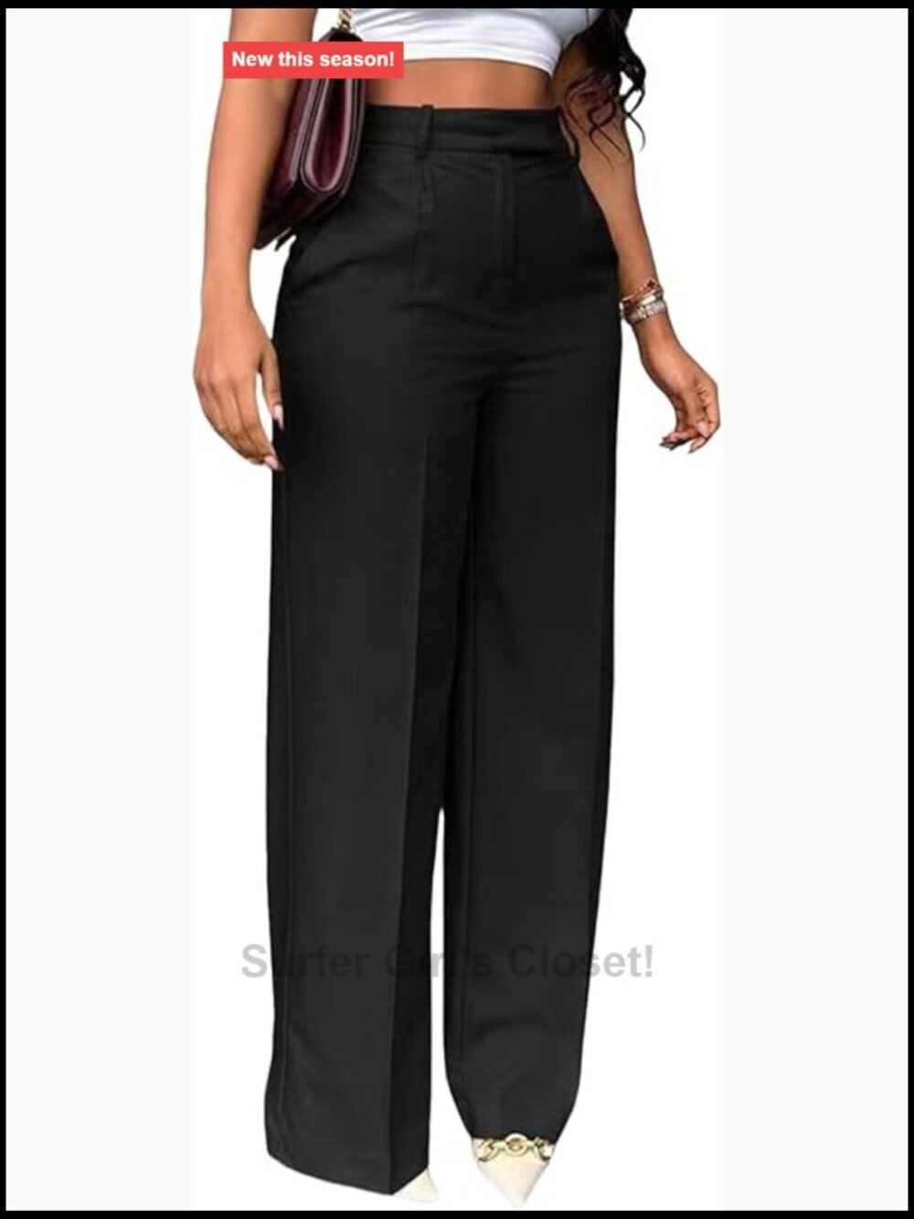 High Waisted Wide Leg Dress Pants with Pockets Business Work Slacks